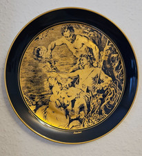 2 Wandteller von Lindner aus den 1940er vergoldet und echtes Kobalt
