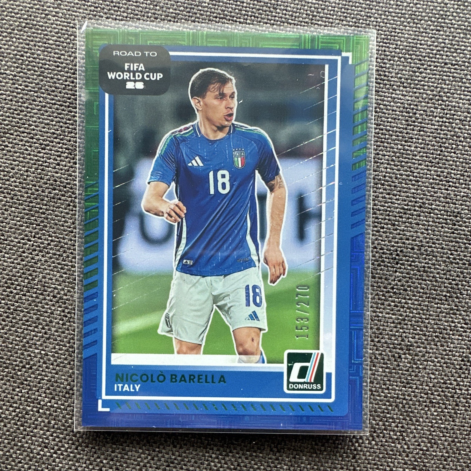 Panini Donruss FIFA World Cup Nicolo Barella #114 Green&Blue /270 view 1