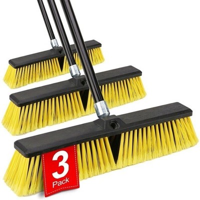 18 Inches Push Broom Outdoor Heavy Duty Broom with 63'' Long Handle Cleaning
