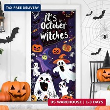Halloween Door Cover, 36''x 80'' Cute Cloth Door Hanging, Ghosts Decoration for