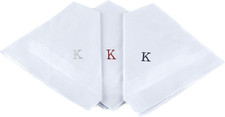 Initial Handkerchief for Men, Monogrammed Boxed 3 Piece Set,100 Cotton