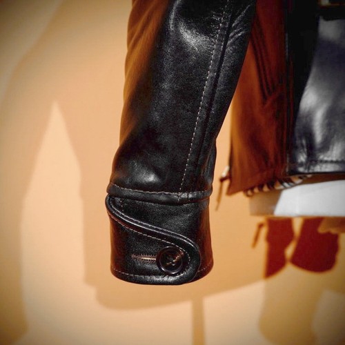Mens Vintage Style Waxed Veg-Tanned Horsehide Tea-Core Leather Biker Jacket - Picture 8 of 36