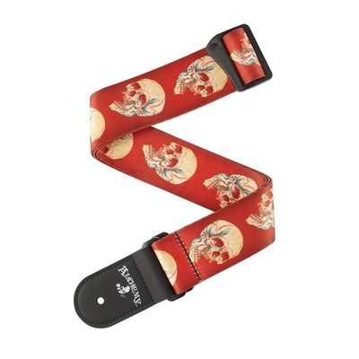 D'Addario Alchemy Woven Guitar Strap, Live Life Skull