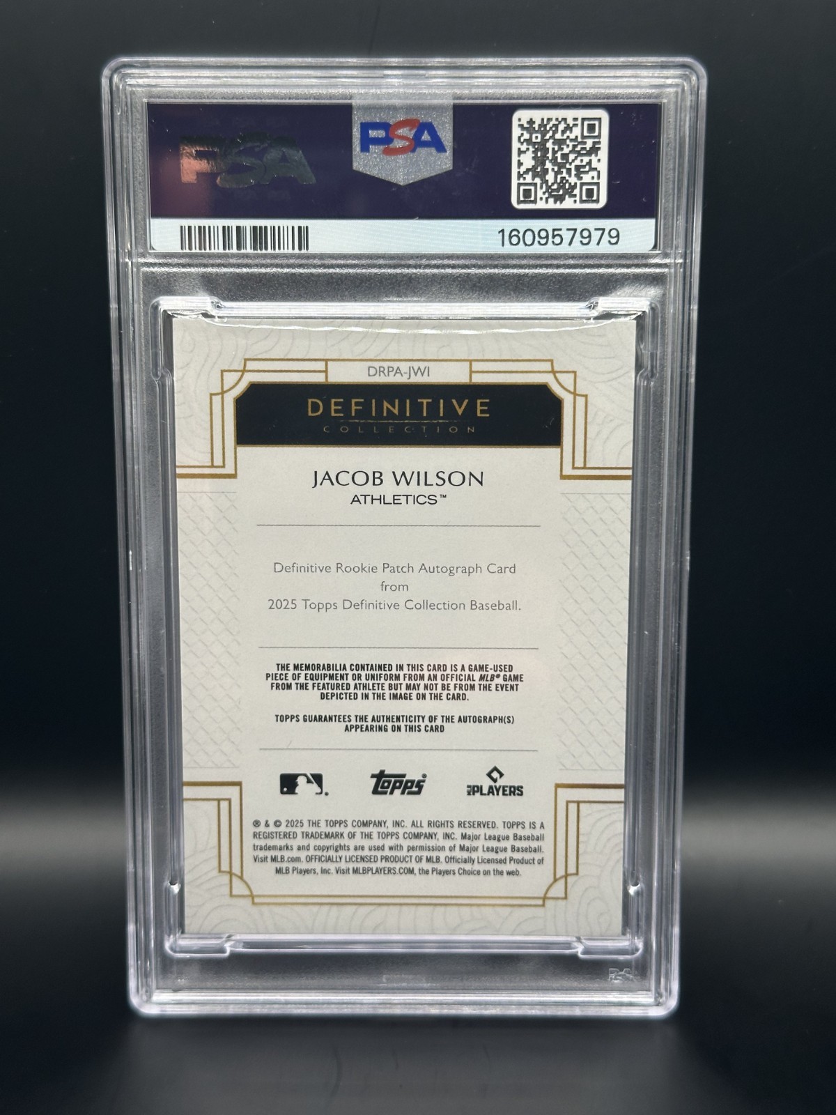 Jacob Wilson Athletics Rookie Patch Auto /50 - 2025 Topps Definitive view 2