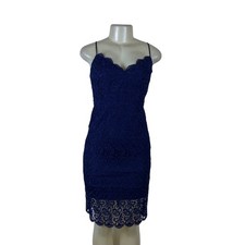 J.Crew Womens Navy Lace Sleeveless Dress Scalloped Hem Slim Fit Size 00