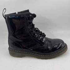 Dr Martens Youth Kids 1460 Y - SZ 5 - Black Patent Leather Lace-Up Combat Boots