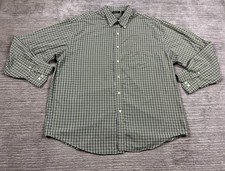 Van Heusen Shirt Mens Large Green Plaid Wrinkle Stain Free Longsleeve Casual