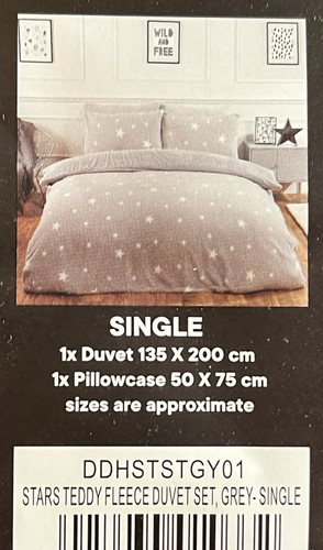 Dreamscene Stars Teddy Fleece Duvet Cover with Pillowcase Soft Plush Bedding Set - Picture 1 of 3