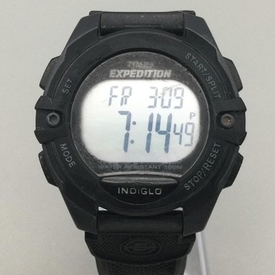 Timex Expedition Mens Watch 42mm Black Digital Indiglo Compass WR 100M