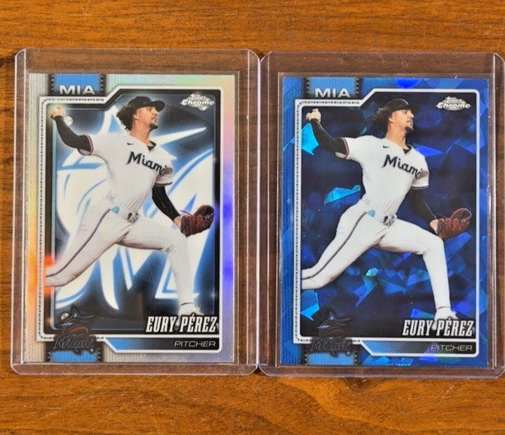 2026 Topps Chrome Eury Perez Lightboard SP #38 Marlins + (Saphire) (2 card SET)