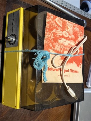 Vintage Natural Yogurt Maker Yellow Automatic Timer Nice With Book!