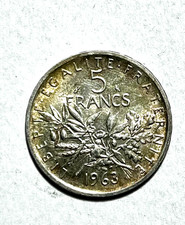 Repubblica Francese- 5 Franchi 1963- Moneta In Argento. Gr 12.  Bella patina.