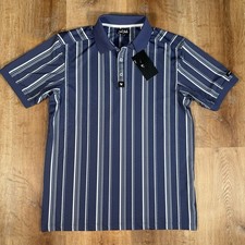 NWT Bad Birdie Ridge Golf Polo Shirt Mens Medium Winning Streak Cobalt Striped