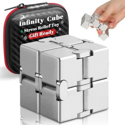 Bonison Infinity Cube Fidget Desk Toy Aluminum Alloy Focus Tool Carrying Case