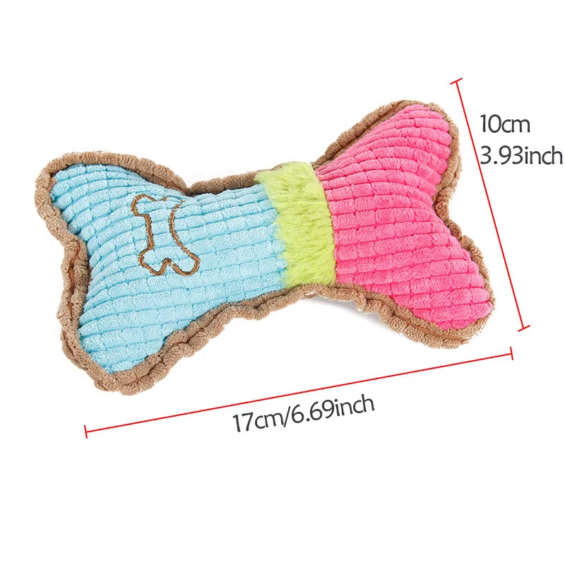 1Pc Dog Squeaky Toys, Bones Plush Dogs Chew Toy for Small Me
