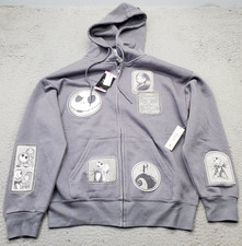 Disney Full Zip Hoodie Womens S Gray Tim Burton's the Nightmare Before Christmas