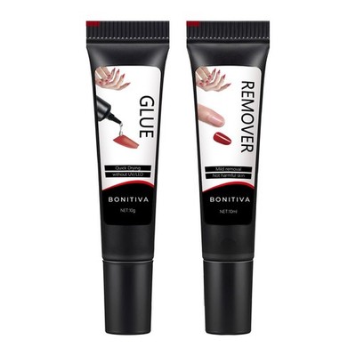 Bonitiva Quick Dry Semi Solid Gel Nail Glue 10g with 10ml Remover, Black
