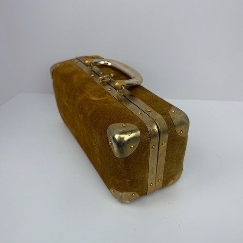 Borsa vintage velluto schiacciato Forsum Made in Italy borsetta pochette guscio rigido MCM - Foto 3 di 12