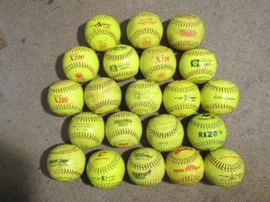 Lot of (21) Used 11" Yellow Green Softballs  (#1)