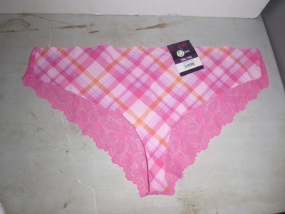 NWT No Boundaries Underwear Micro & Lace ULTRA CHEEKY XXL (19) Flamingo Plaid