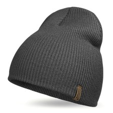OUTDOOR SHAPING Cuffless Knit Beanie, Soft Winter Hat for One Size, Black