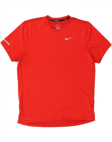 NIKE Mens Dri Fit T-Shirt Top Large Red Polyester BA12