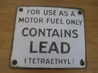 VINTAGE OLD GAS PUMP PORCELAIN SIGN (CONTAINS LEAD *TETRAETHYL*)