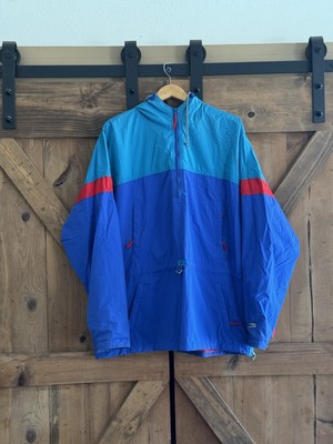 Vintage Helly Hansen Jacket Blue Colorblock Anorak Pullover Lifa Drawstring Sz L
