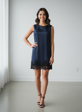 Reformation Jessalyn Silk Dress NWT Navy XL- Spot on bodice