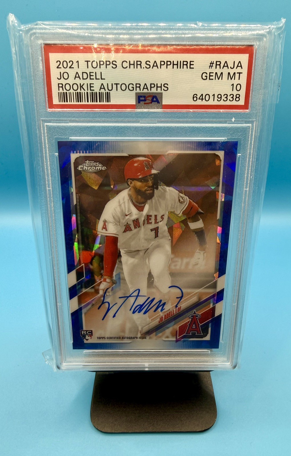2021 TOPPS CHROME SAPPHIRE JO ADELL ROOKIE AUTO PSA 10. POP 3. ANGELS Card