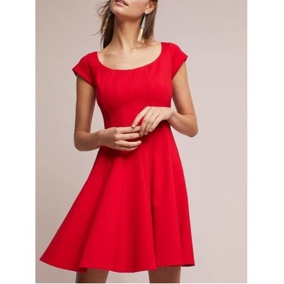 Anthropologie | Bailey 44 Zoe Red Cap Sleeve Fit & Flare Mini Dress Large