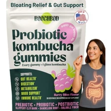 Probiotic Kombucha Gummy - Prebiotics, Probiotics, Postbiotics, Fiber Suppl...