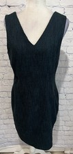 Banana Republic teal blue & Black Tweed V Neck Sheath Dress Women’s Sz 12P