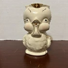 Shawnee Pottery Chickadee Pitcher Owl Bird Milk Creamer Gold Gilt Accents