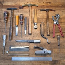 Antique Leather Craft Tools Cobbler Hammer Punches Knives SKIVING Vintage LOT US