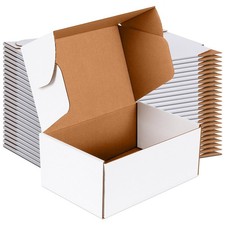 9x6x4 inch Small Shipping Boxes Set of 25, White Corrugated Cardboard Box Lit...