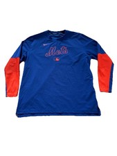 New York Mets Pullover Mens Size L Blue MLB Baseball Nike Dri Fit Pullover Vent