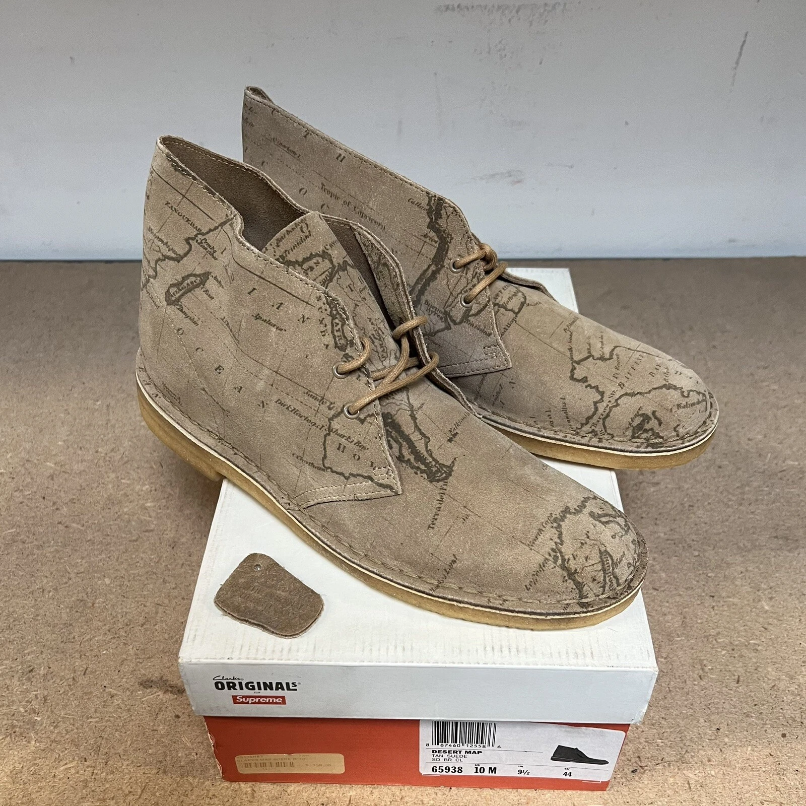Bottes chukka SS13 Supreme Clarks Desert Map marron en daim 65938 taille 10 M 2013