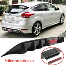 For Ford Focus RS ST Matte Black 6 Shark Fins Rear Diffuser Bumper Spoiler Lip