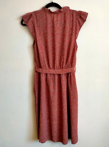 Monteau Los Angeles Dress Size L Sheer Floral Print Tie Waist Ruffle - Picture 4 of 8