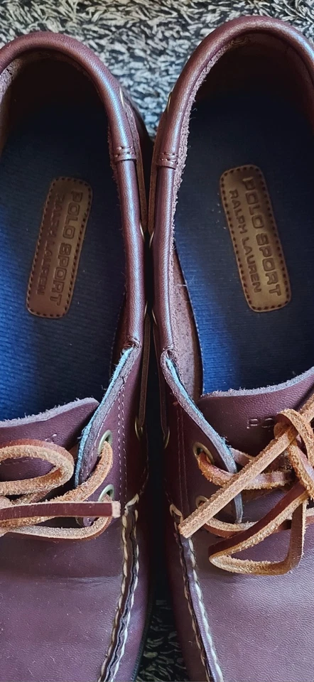 Unisex Ralph Lauren Cuero Polo Zapatos Deportivos Talla M 9 / W 10.5 Foto 2 de 4