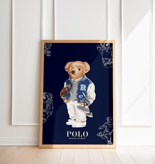 Polo Bear Wall Art Poster, Fashion Magazine Poster