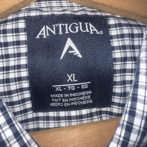 Antigua North Carolina Tar Heels Mens Button Up Shirt Adult Sz XL Blue Check - Picture 5 of 7