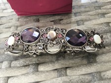 PAST TIMES VINTAGE MEDIEVAL COSTUME JEWELLERY BRACELET PURPLE/CREAM/GEMSTONES
