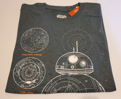 Star Wars ''BB8 BluePrint'' (50%/50%)T-Shirt Dark Gray Sz 2XL NEW w/ TAGS