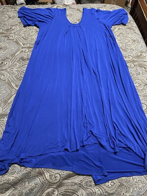 Latched Mama Maternity Nursing Dress Size 18-26 Blue Short Sleeve Pockets Cotton