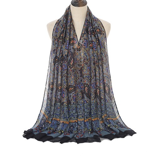 Women Ladies Viscose Scarf Hijab Floral Printed Muslim Women's Shawls Wraps - Picture 8 of 12
