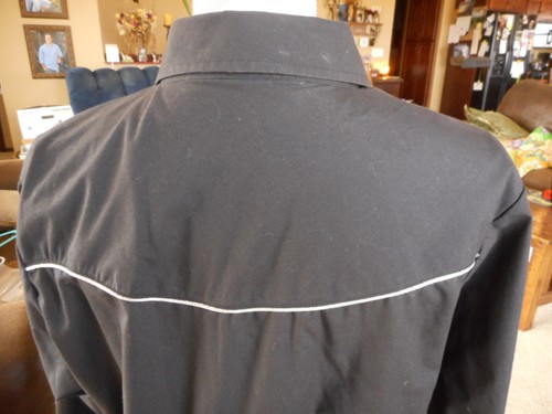 Western Snap Button Black Red Silver Rose embroidery Large Bust 40" Long Sleeve - Picture 11 of 12