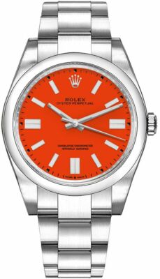 Rolex Oyster Perpetual 41mm 124300 Coral Red Dial Oyster Steel Men's Watch