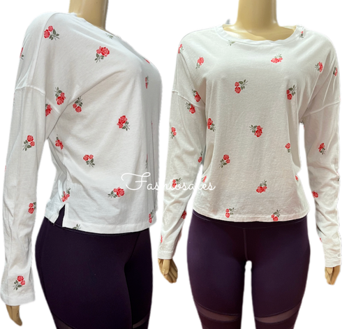 T-SHIRT SCOOPNECK VICTORIAS SECRET ROSE RARE BLING SEQUIN
